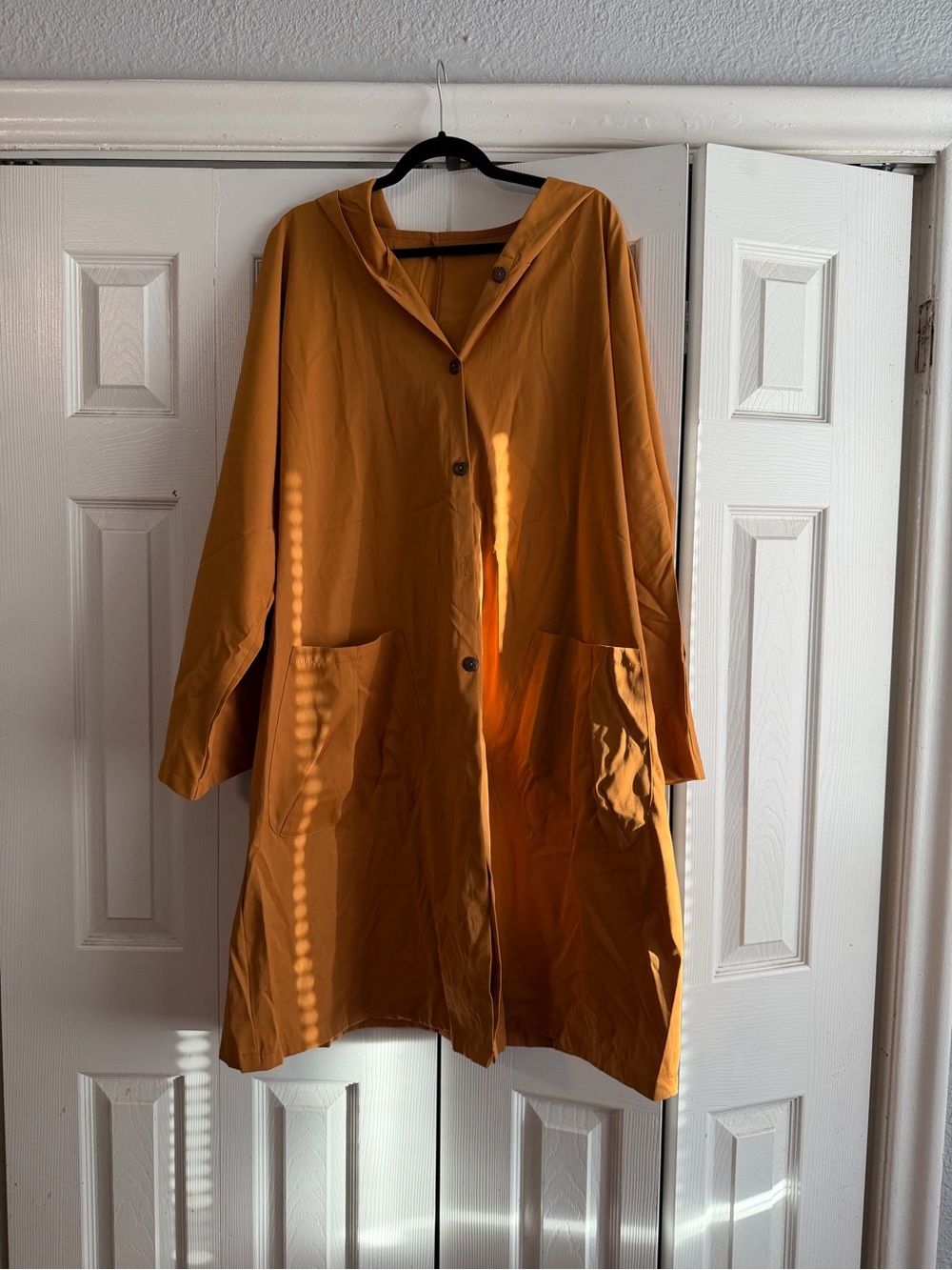 SHEIN Mustard Hooded Button-Front Ski & Snow Jacket